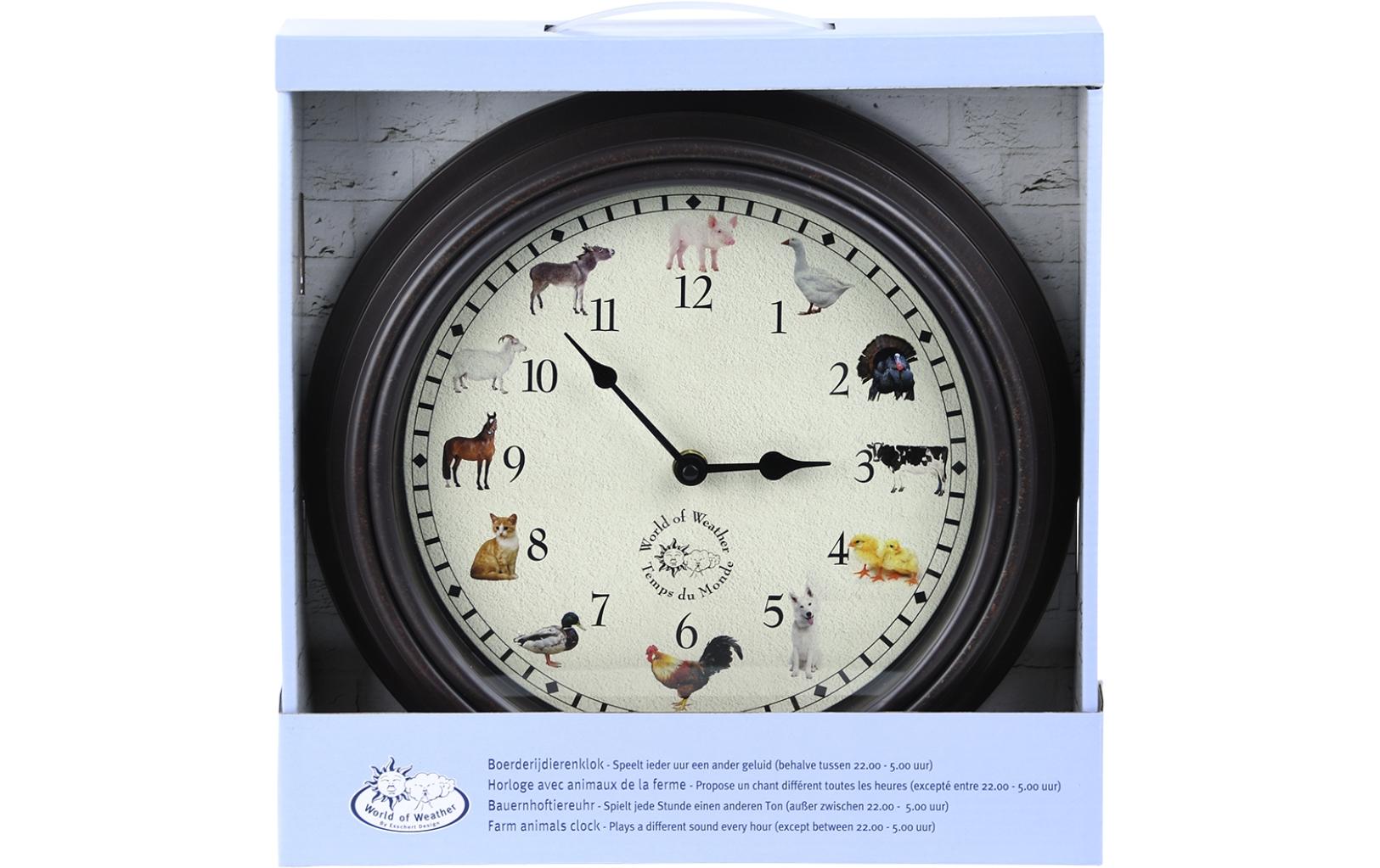 Esschert Design Wanduhr TF013 – Ø 30 cm, mehrfarbig, Kunststoff
