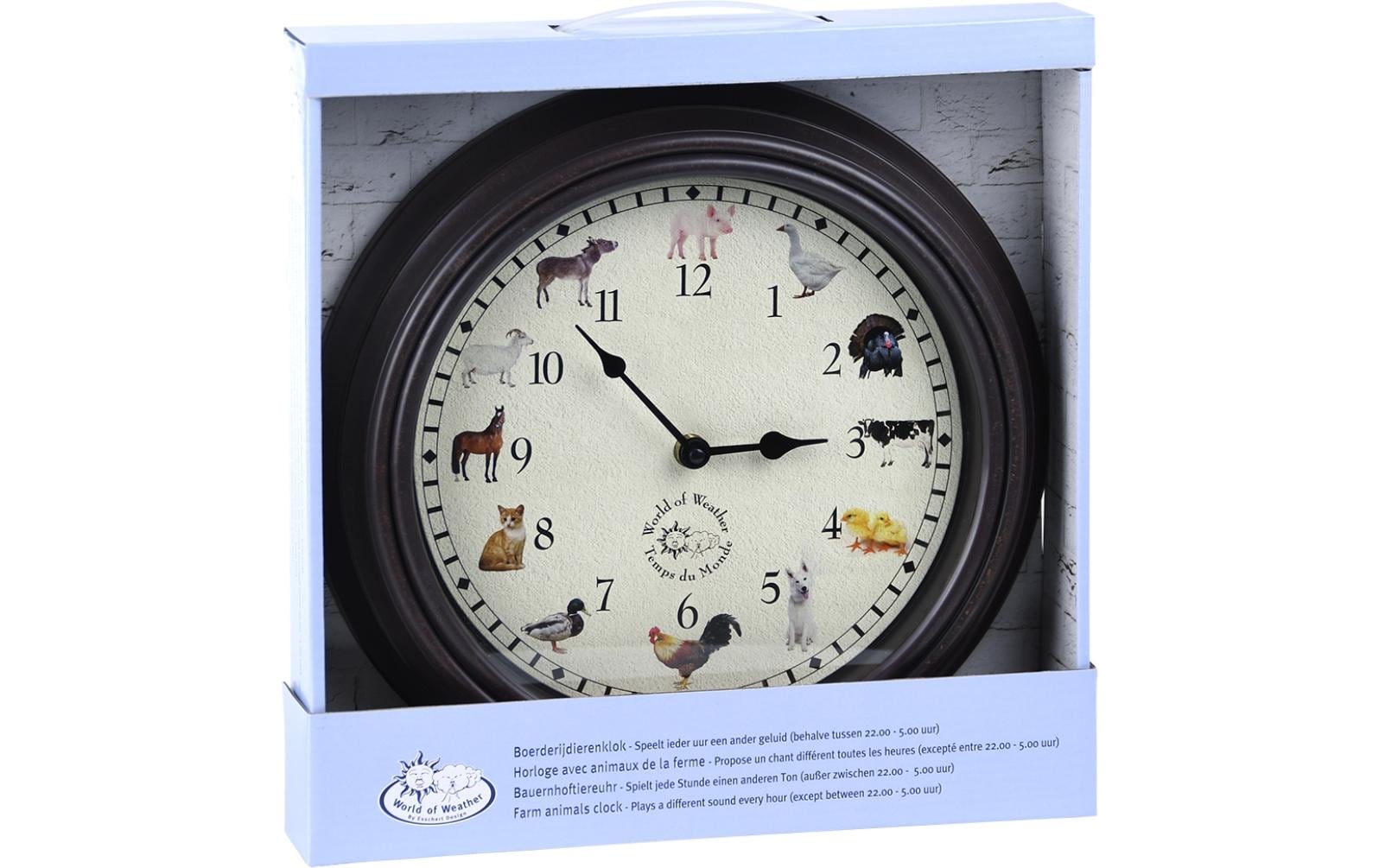 Esschert Design Wanduhr TF013 – Ø 30 cm, mehrfarbig, Kunststoff