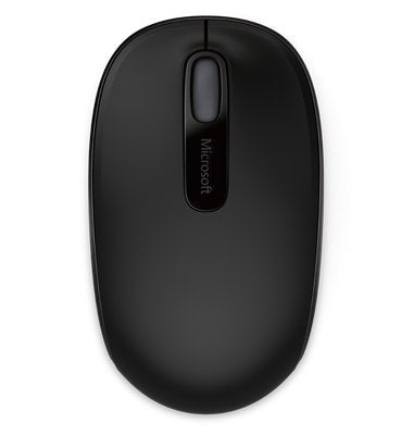 Microsoft WL Mobile Mouse 1850 Mobile Maus – kabellos, 3 Tasten, beidhändig, inkl. Nano-Empfänger, schwarz