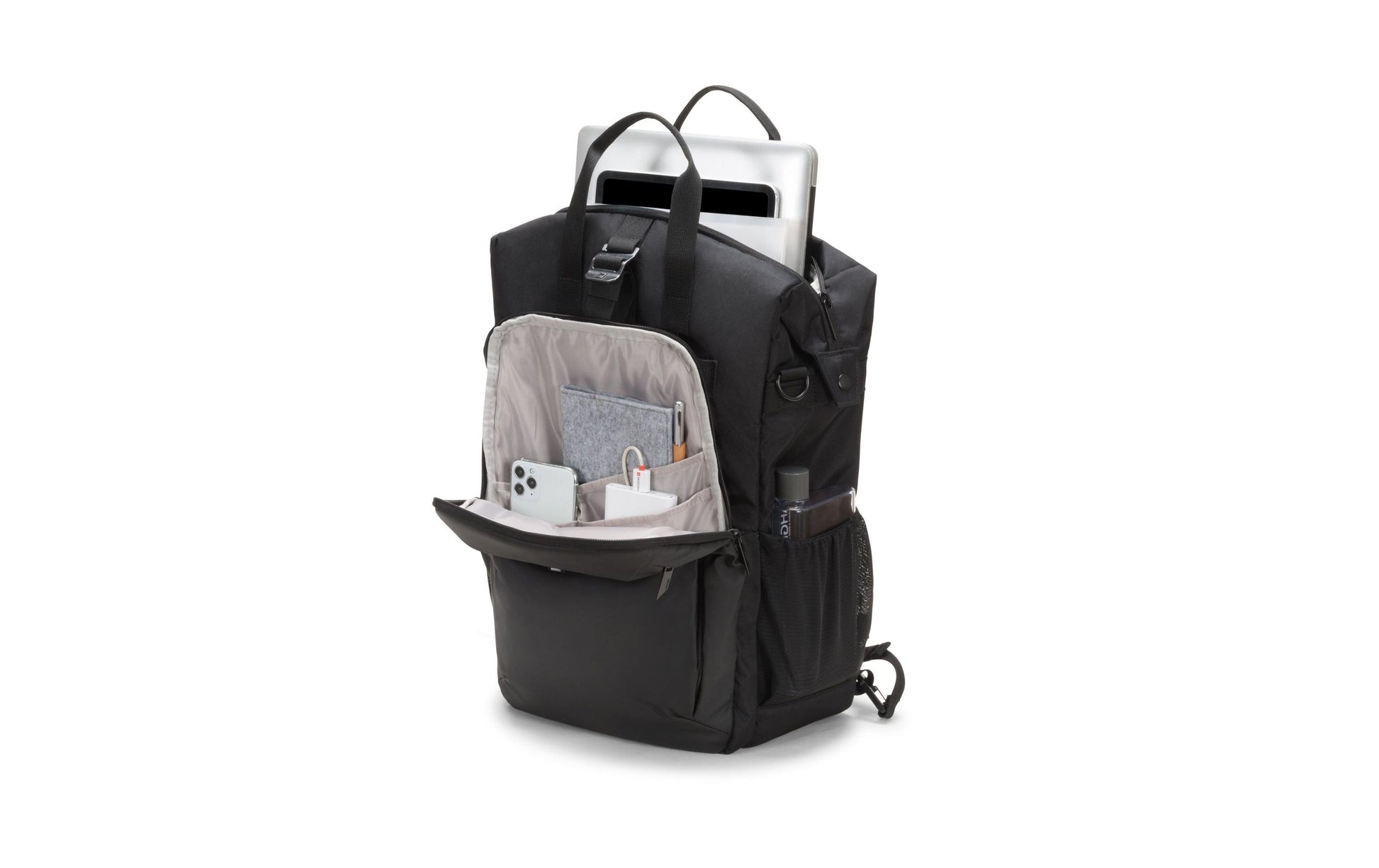 DICOTA Notebook-Rucksack bis 15,6" – Tablet-Fach, aus recyceltem PET – Schwarz