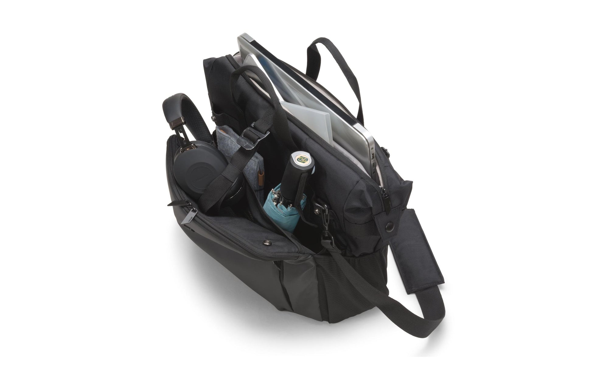 DICOTA Notebook-Tasche bis 15,6" – mit Tablet-Fach, aus 600D rPET – Schwarz