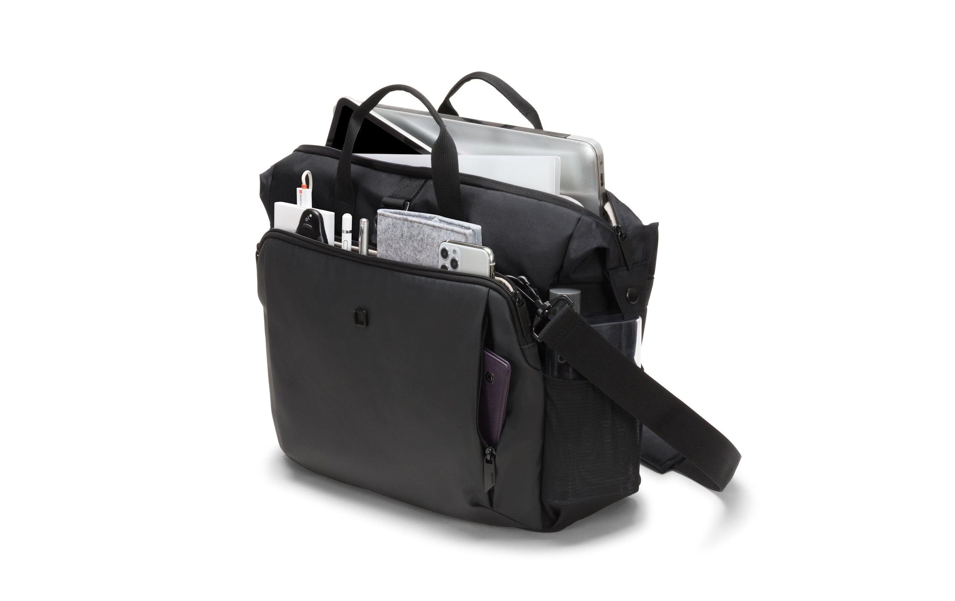 DICOTA Notebook-Tasche bis 15,6" – mit Tablet-Fach, aus 600D rPET – Schwarz