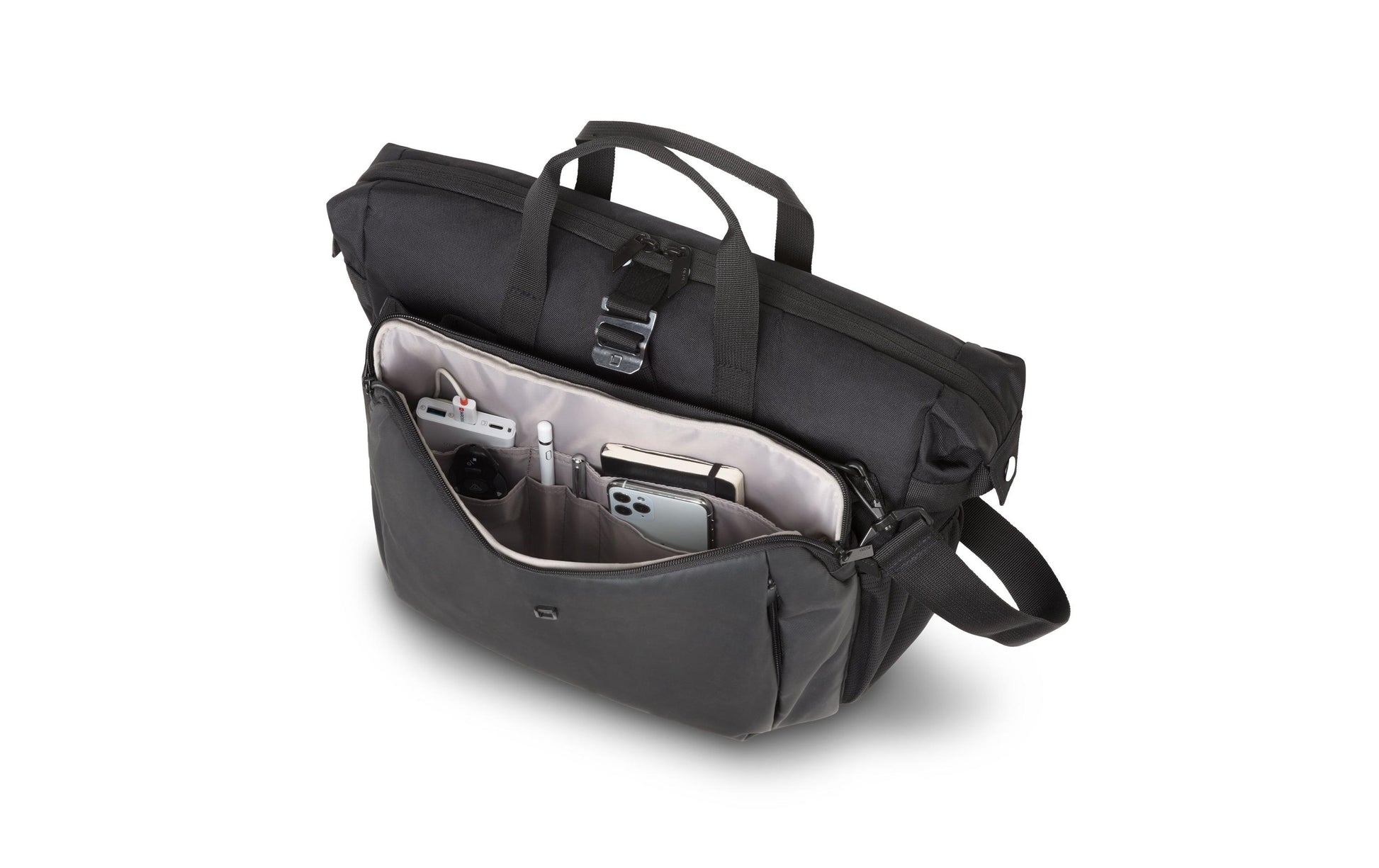DICOTA Notebook-Tasche bis 15,6" – mit Tablet-Fach, aus 600D rPET – Schwarz