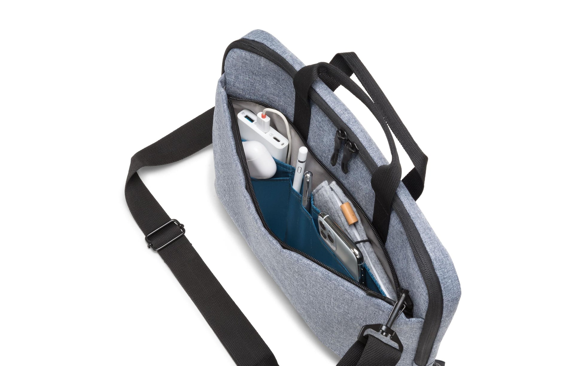 DICOTA Eco Slim MOTION Notebook-Tasche bis 13,3" – abnehmbarer Schultergurt, Recyceltes PET – Blue Denim