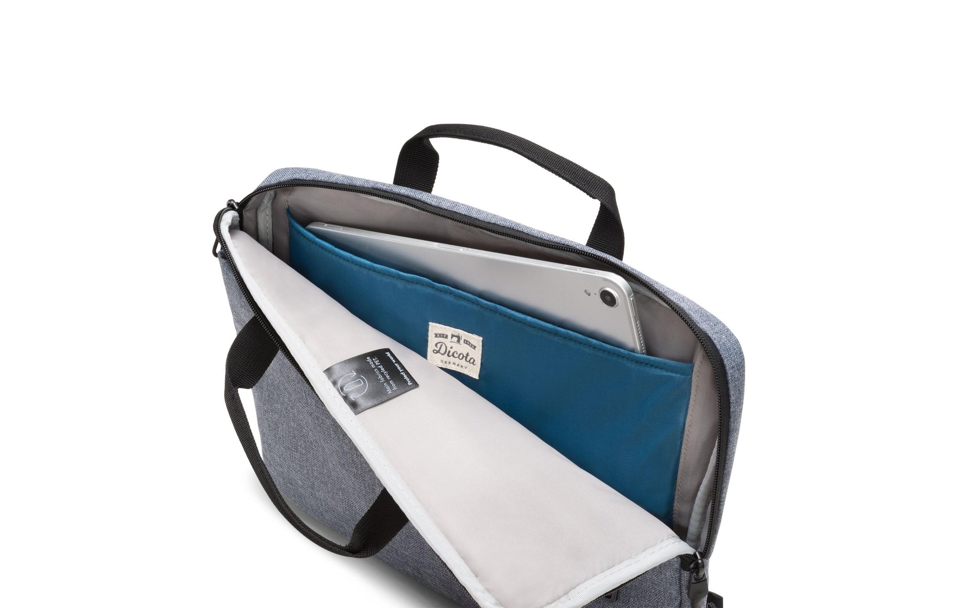 DICOTA Eco Slim MOTION Notebook-Tasche bis 13,3" – abnehmbarer Schultergurt, Recyceltes PET – Blue Denim