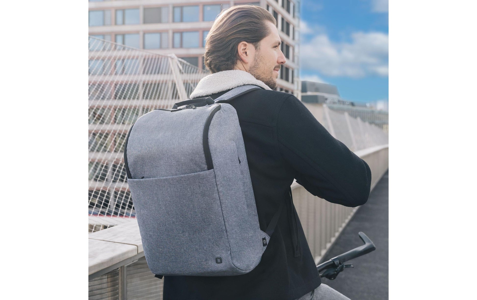 DICOTA Notebook-Rucksack Eco MOTION – mit Tablet-Fach, rPET-Polyester – Blue Denim, 325 × 475 × 150 mm