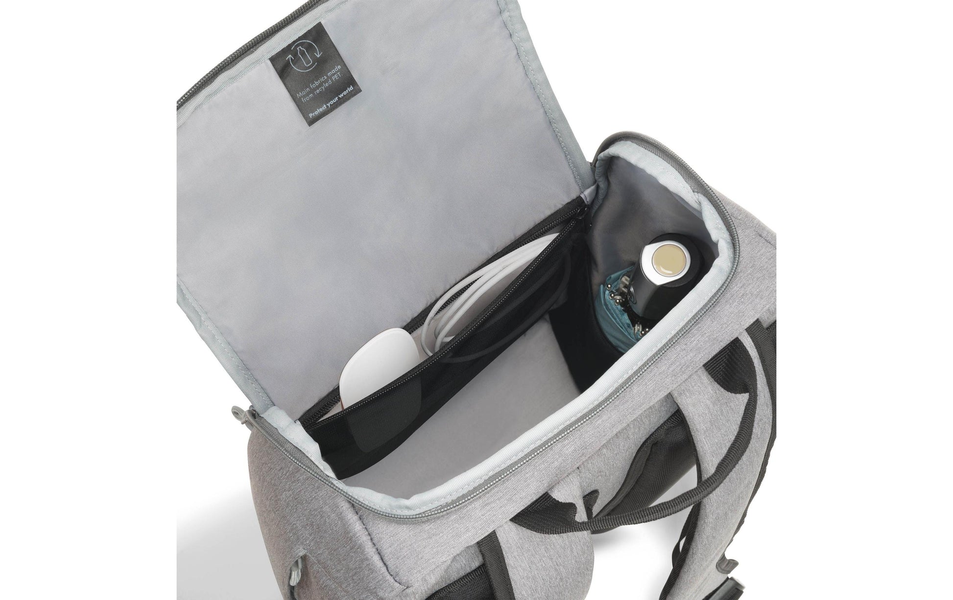 DICOTA Notebook-Rucksack bis 15,6" – Tablet-Fach, aus recycelten Materialien – Grau