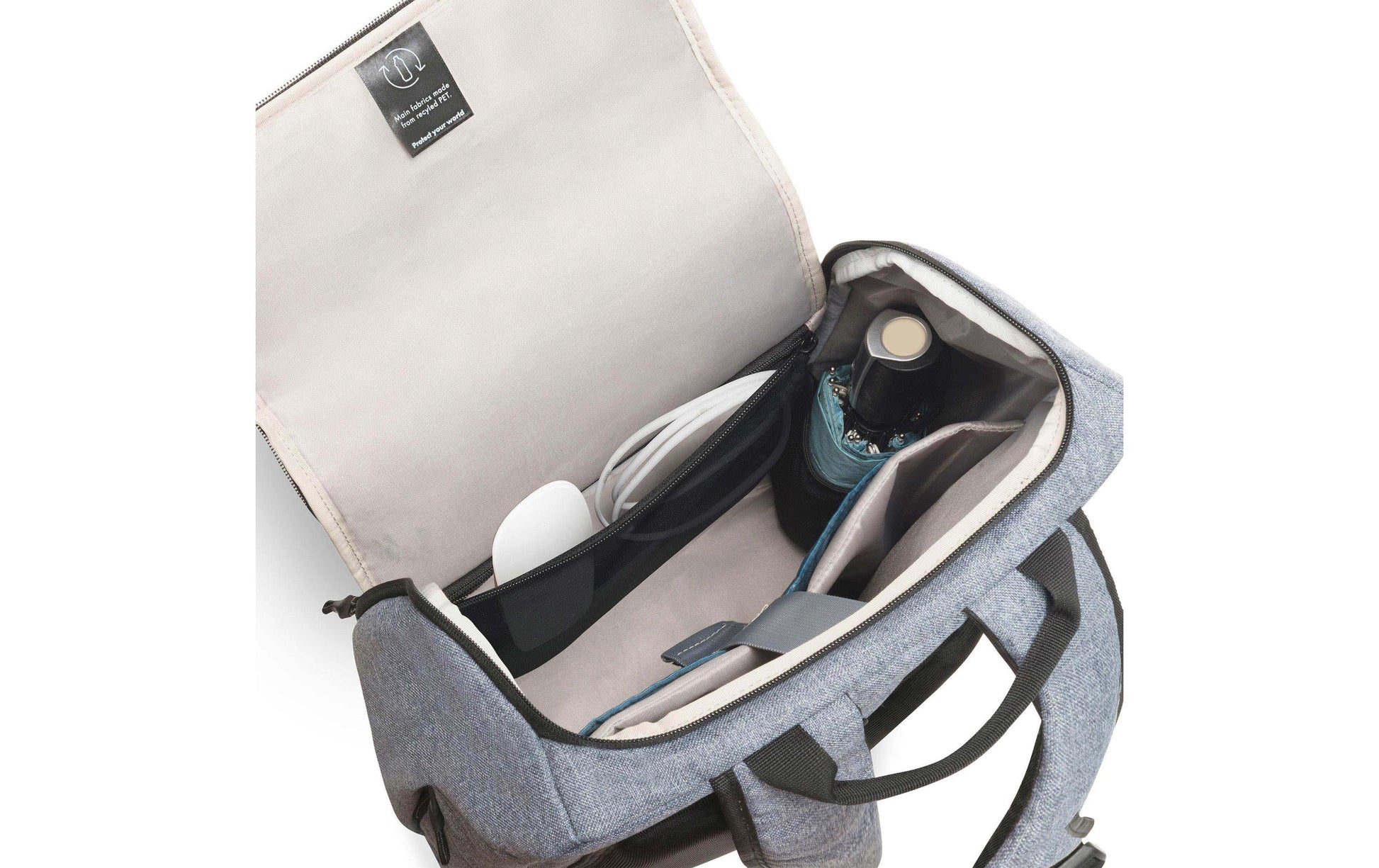 DICOTA Notebook-Rucksack Eco MOTION – mit Tablet-Fach, rPET-Polyester – Blue Denim, 325 × 475 × 150 mm