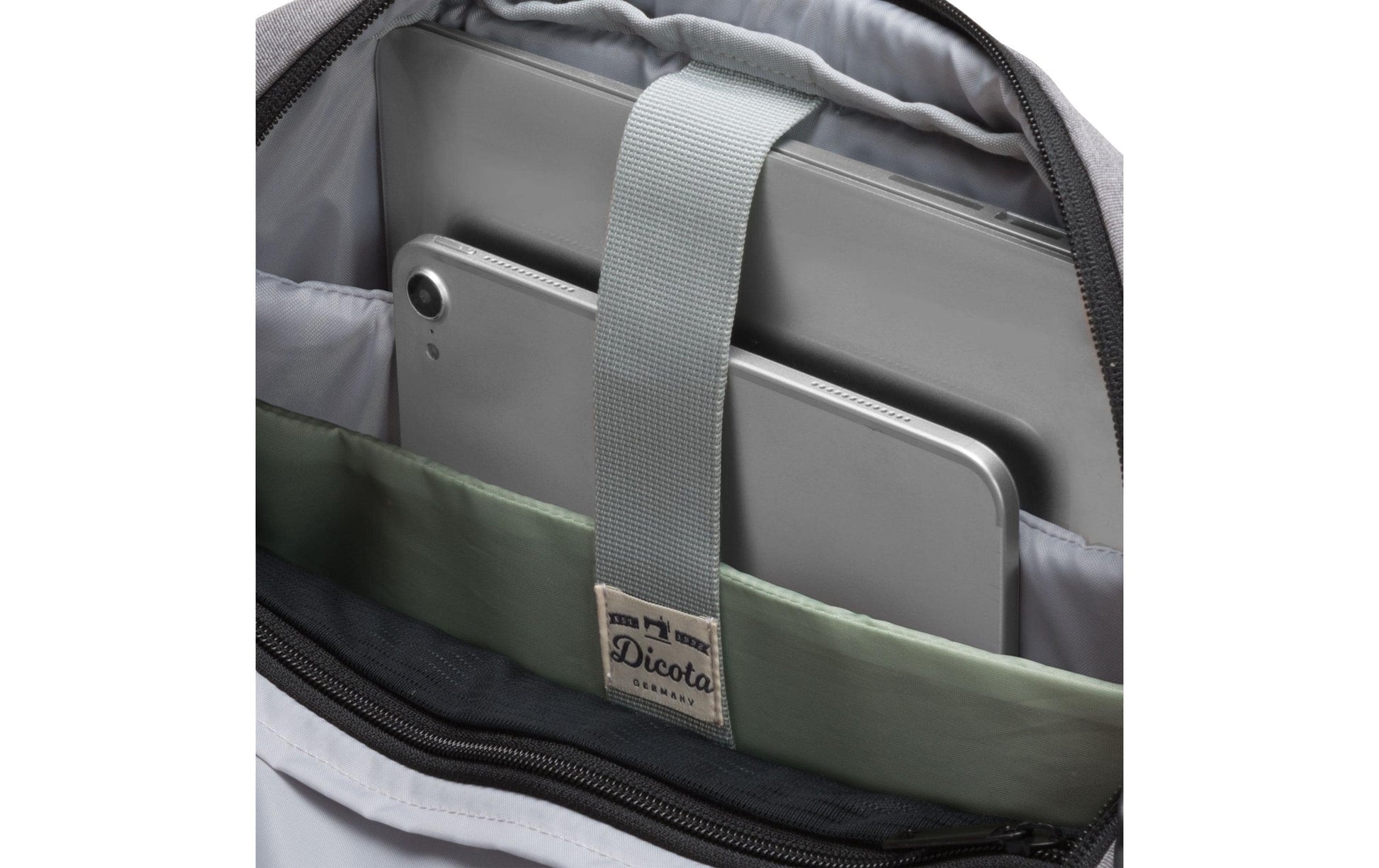 DICOTA Eco MOTION Notebook-Tasche bis 15,6" – aus recycelten Materialien, abnehmbarer Schultergurt – Grau