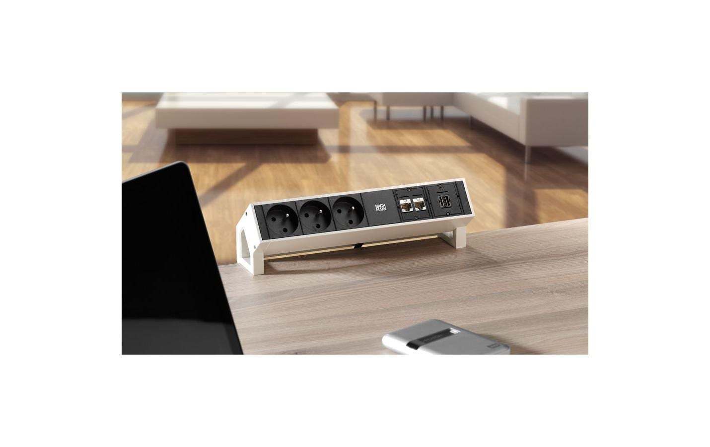 Bachmann DESK 2 – Tischsteckdosenleiste, 3× T13, 0,2 m, Stecker GST18I3