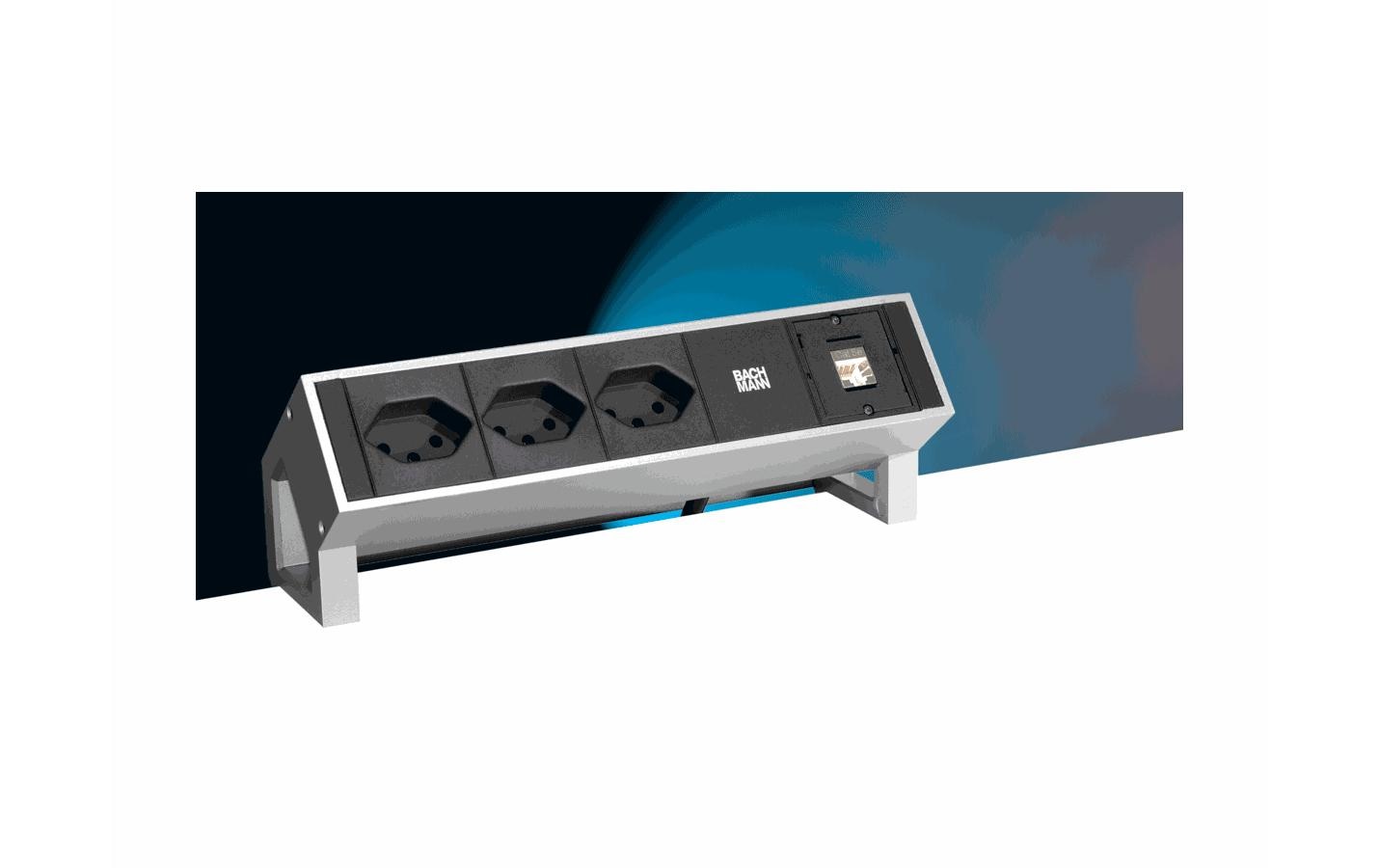 Bachmann DESK 2 – Tischsteckdosenleiste, 3× T13, 0,2 m, Stecker GST18I3