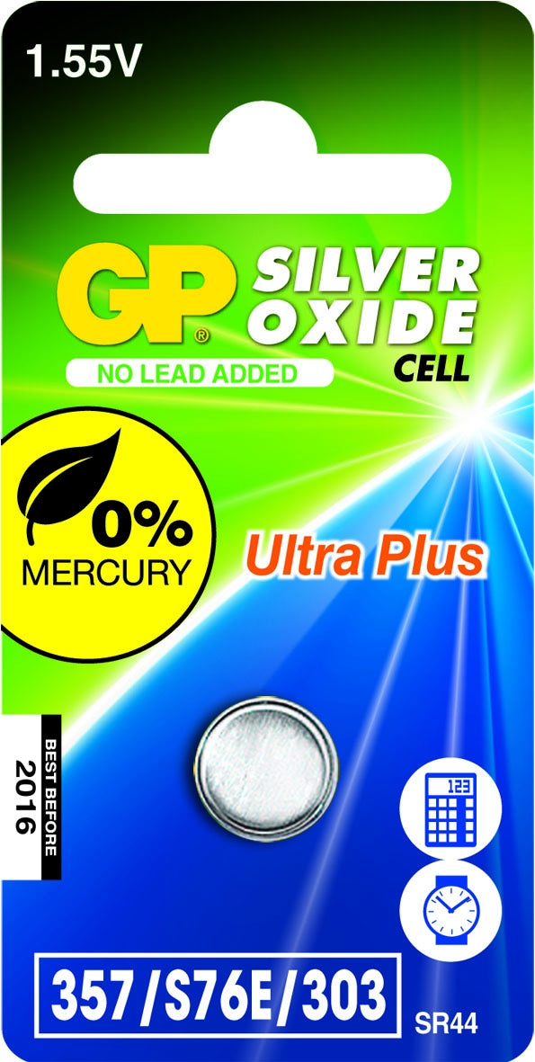 GP Batteries Knopfzelle SR44, Silberoxid, 1,55 V