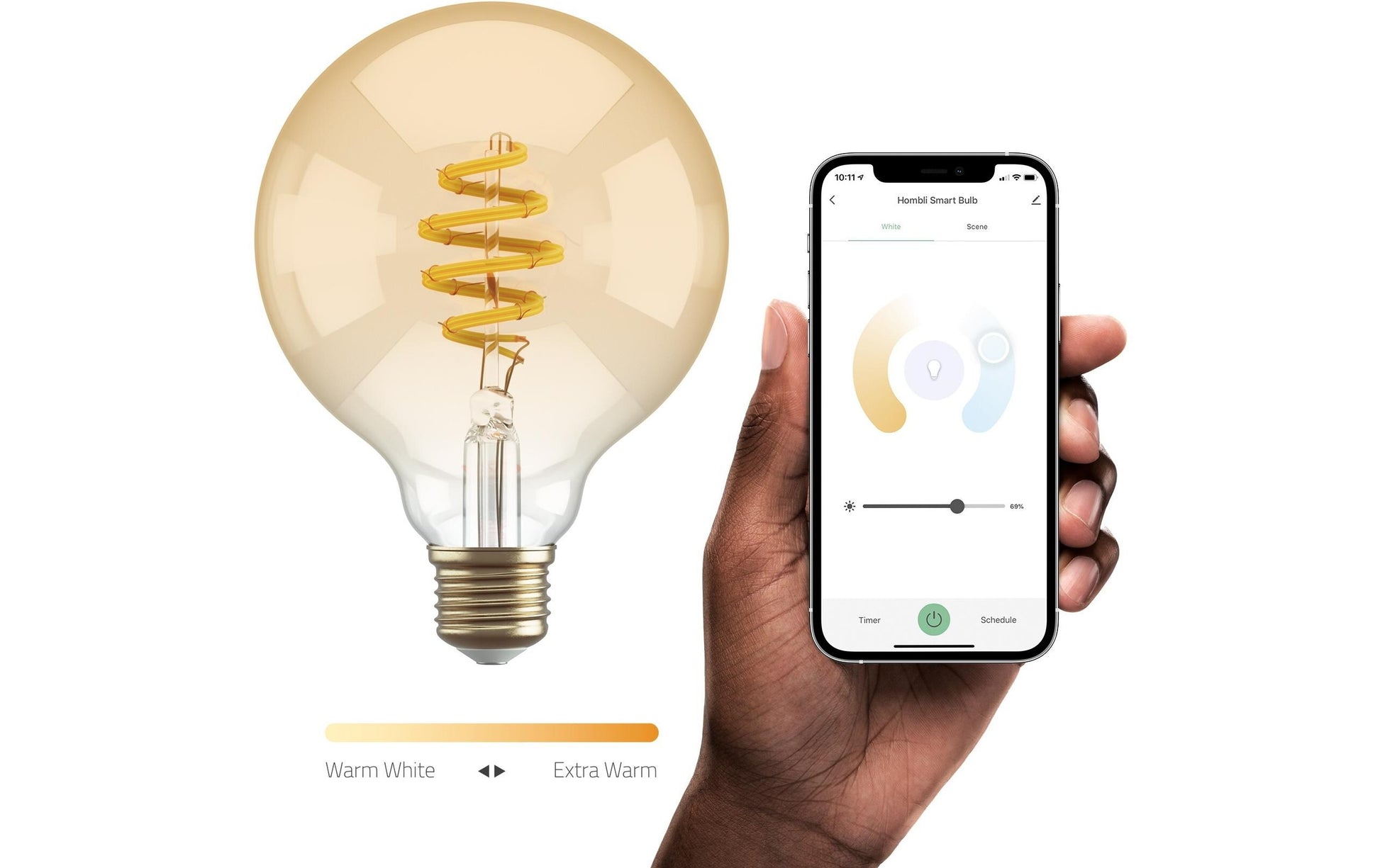 Hombli Smart-Leuchtmittel E27 HBEB-0312 – 300 lm, 1800–2700 K, WLAN/App, dimmbar – Transparent