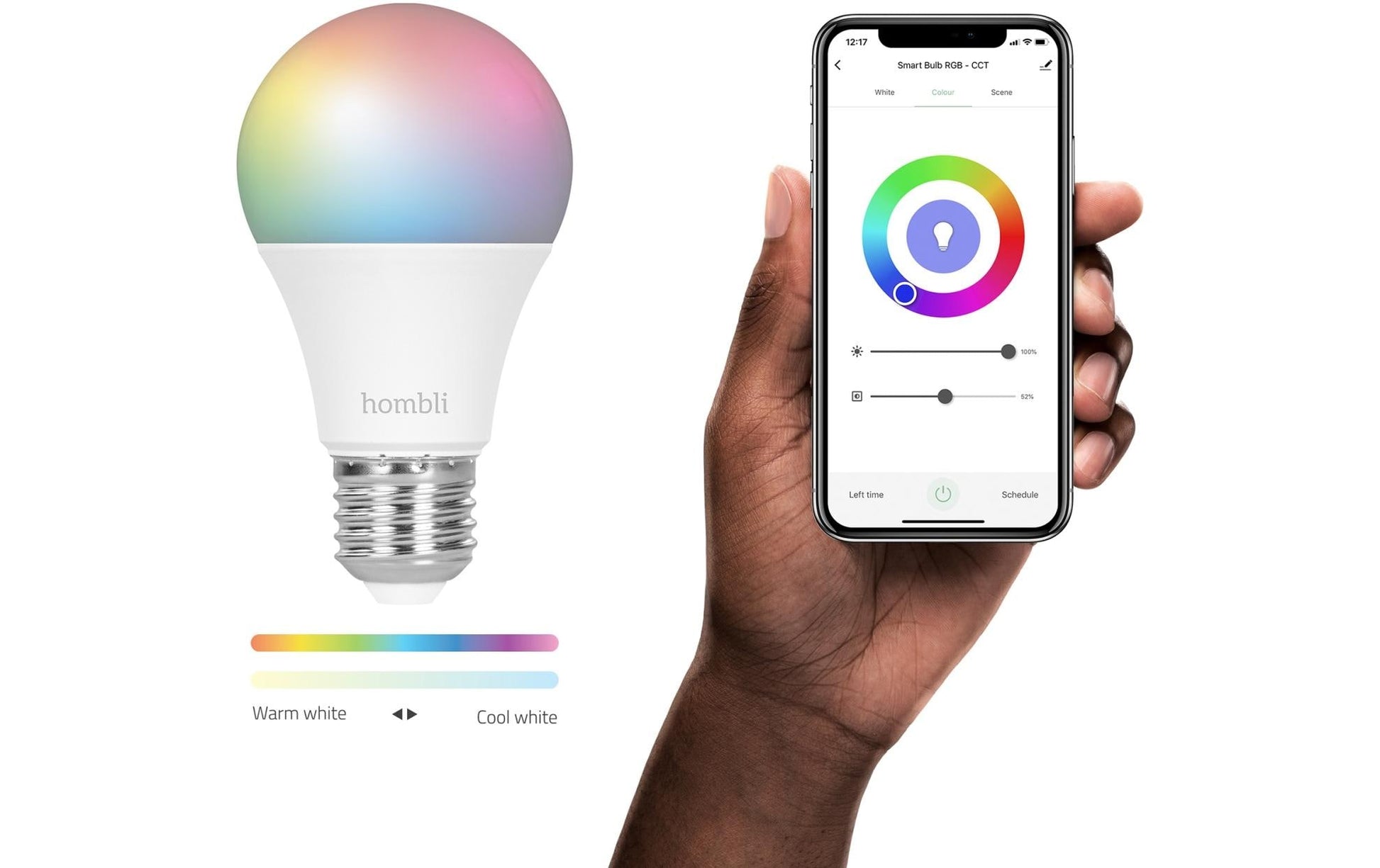 Hombli Smart-Leuchtmittel E27 – RGB+CCT, 2700–6500 K, 800 lm, WLAN – für Alexa, Google Assistant – 2 Stk.