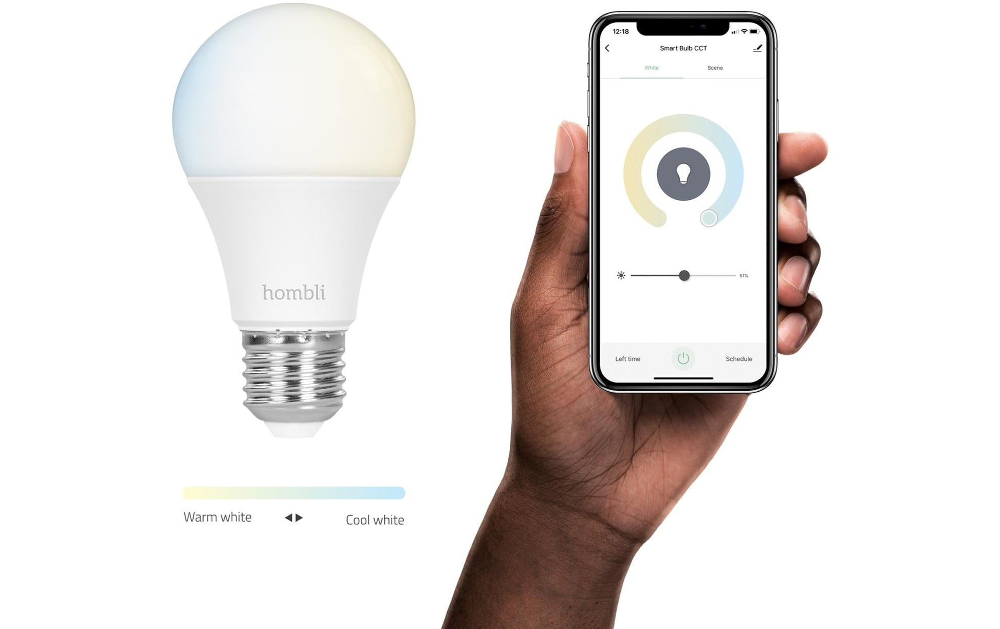 Hombli Smart-Leuchtmittel E27 – 800 lm, 2700–6500 K, WLAN/App, dimmbar – Weiss