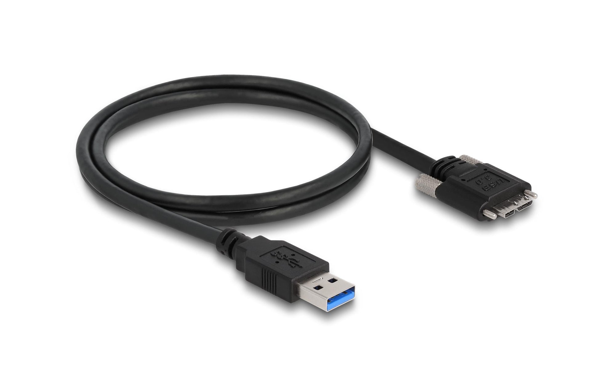 DeLOCK USB-Kabel – USB-A auf Micro-USB-B – USB 3.2 Gen 1 (5 Gbit/s) – 1 m – verschraubbar – Schwarz