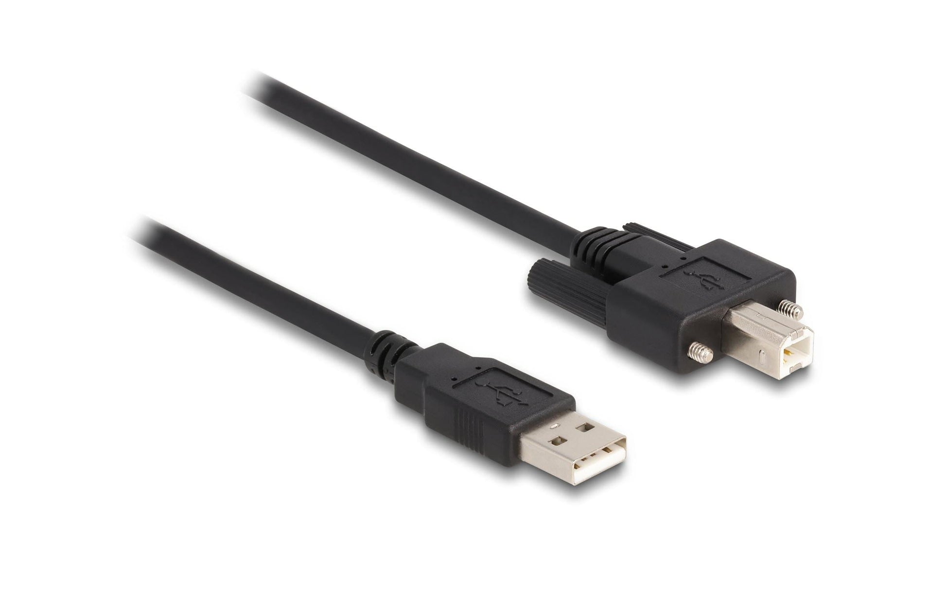 DeLOCK USB-A auf USB-B Kabel – USB 2.0 (480 Mbit/s) – 1 m – Verschraubbar, Goldstecker – Schwarz