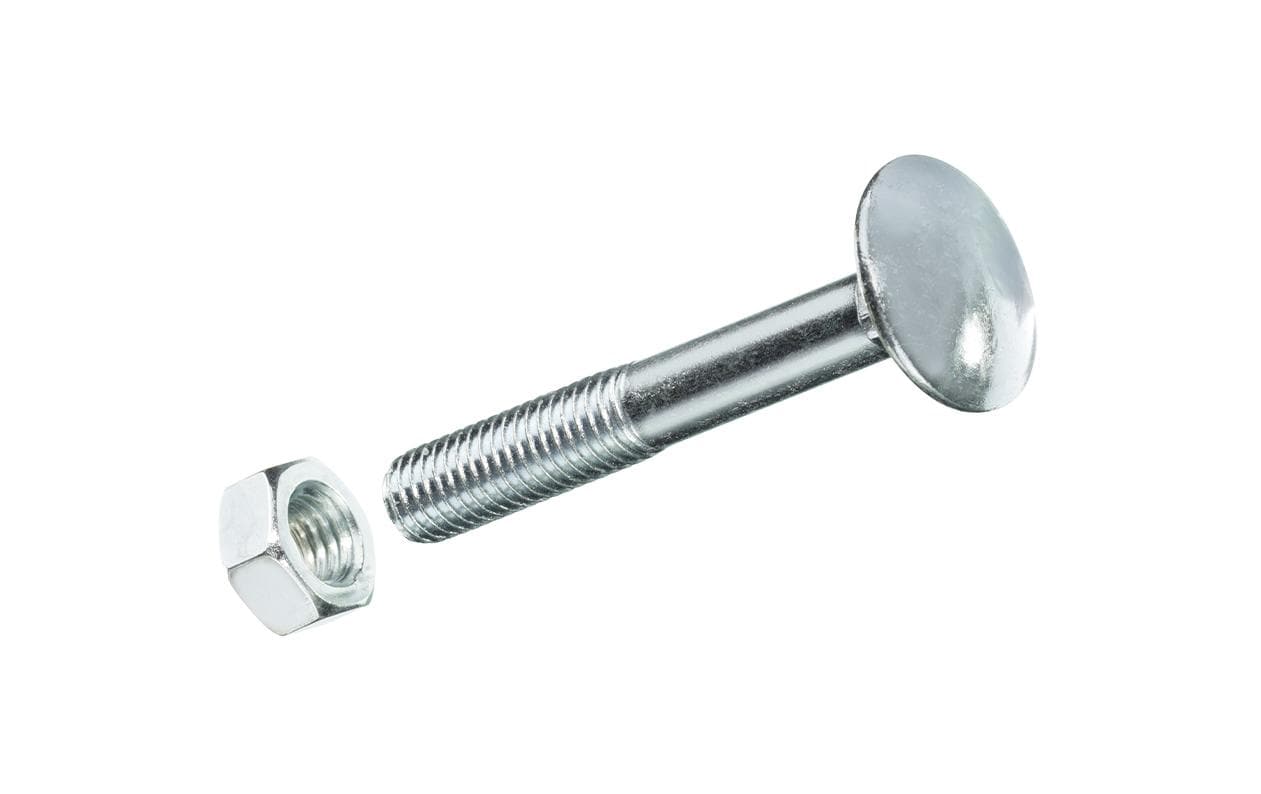 Ftm Krafter Schlossschrauben mit Muttern M6 (Teilgewinde) – Flachrundkopf, 35 mm, Stahl, blau verzinkt, 8 Stk.