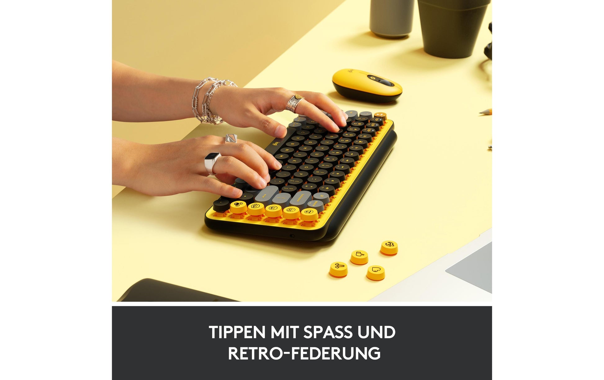 Logitech POP Keys – Tastatur, kabellos (Bluetooth/2,4 GHz), CH-Layout (DE-CH) – für Windows & macOS