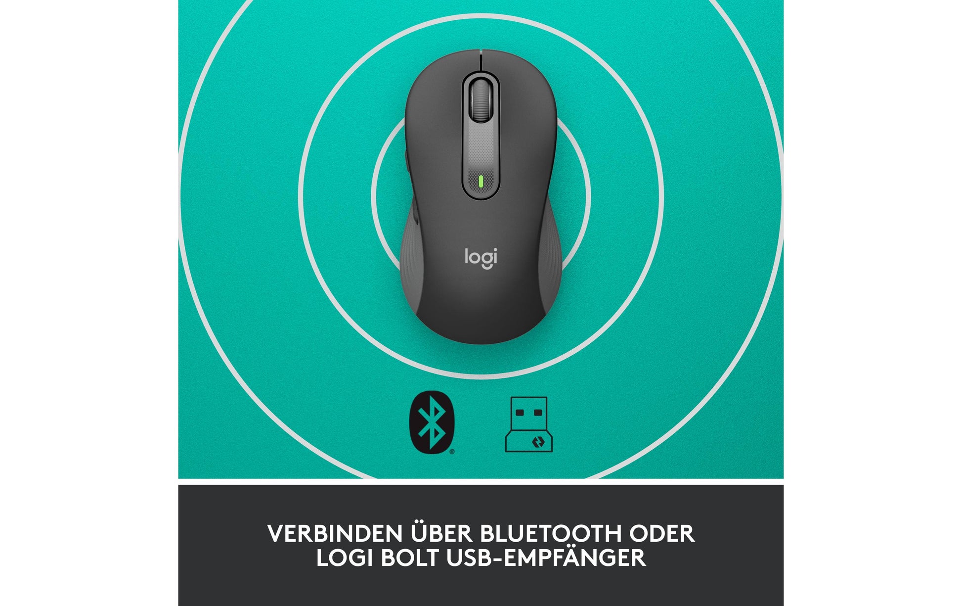 Logitech M650 Maus – Kabellos, für Rechtshänder, für mittelgrosse Handflächen, Graphit