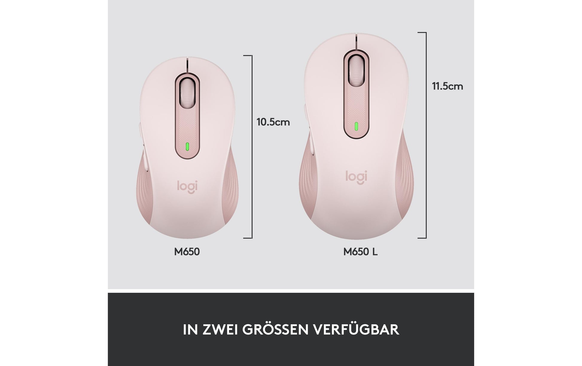 Logitech M650 Maus – kabellos, für Rechtshänder, Handflächengrösse M, Rosa