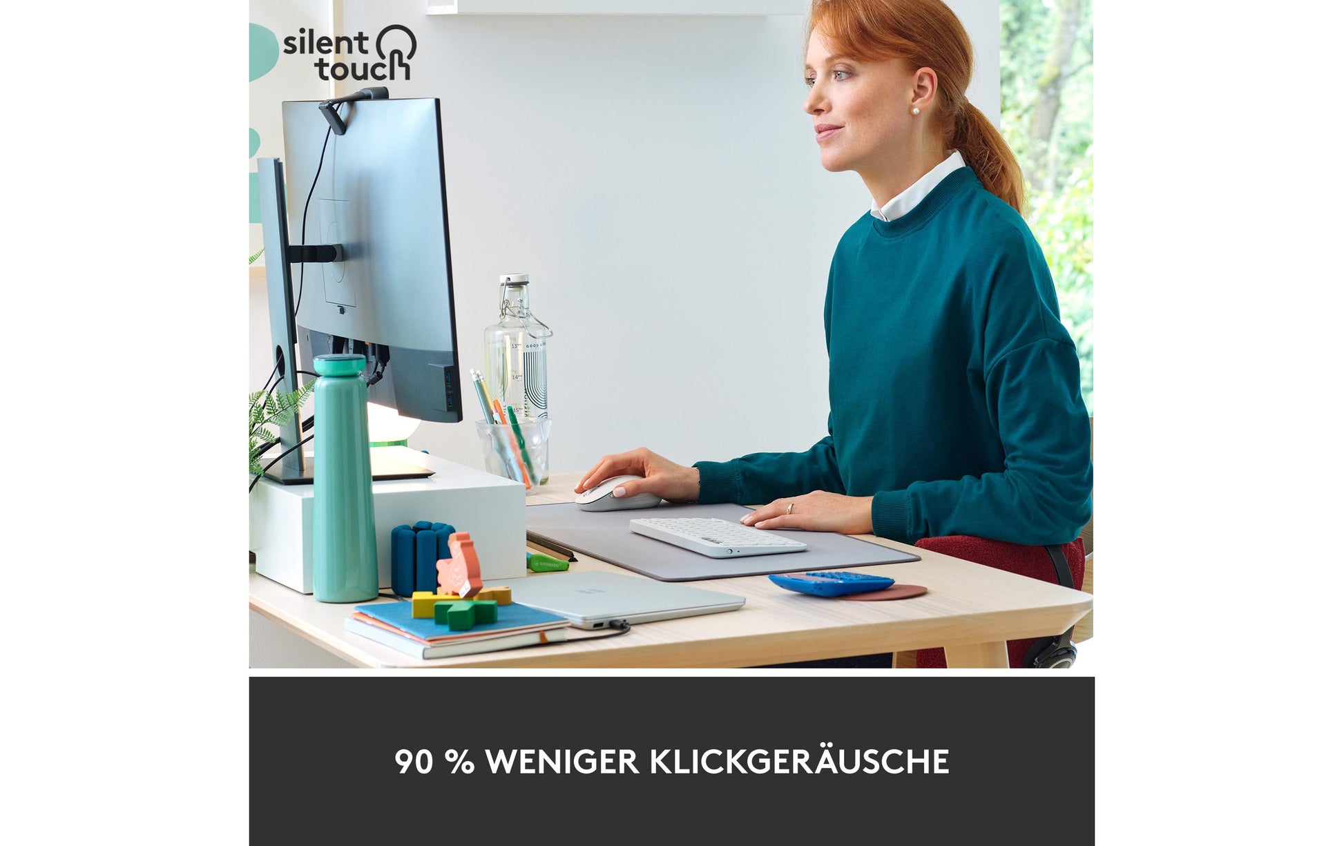 Logitech M650 L Maus – kabellos, für Rechtshänder, für Handflächen L, weiss