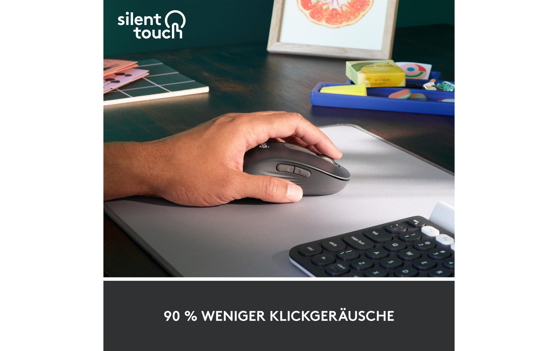 Logitech M650 L Maus – kabellos, für Linkshänder, Graphit