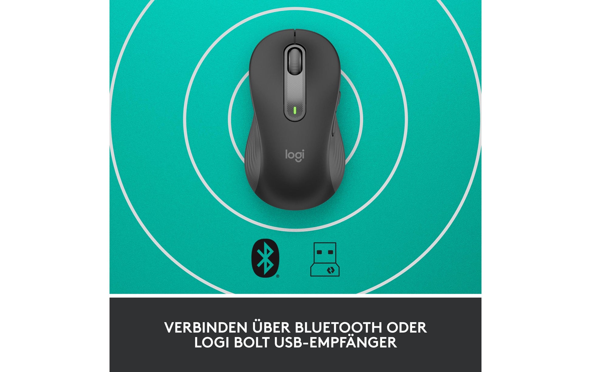 Logitech M650 L Maus – kabellos, für Linkshänder, Graphit