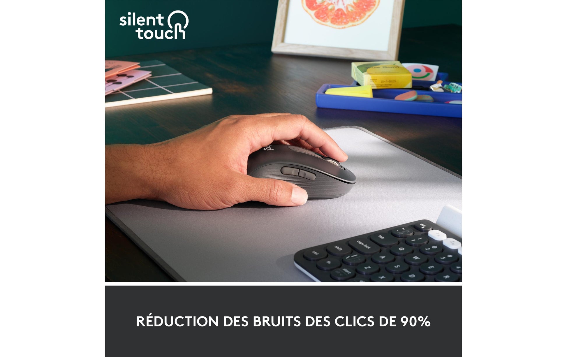 Logitech M650 L Maus – kabellos, für Linkshänder, Graphit