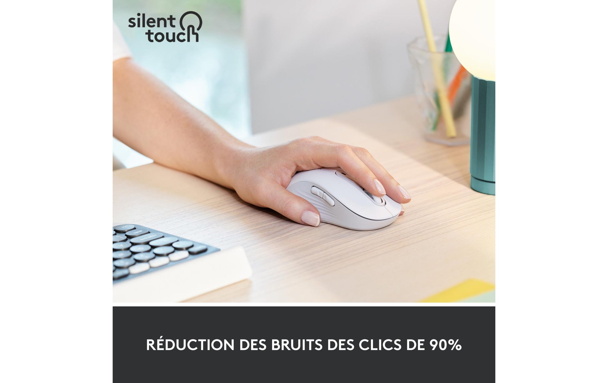 Logitech M650 L Maus – kabellos, für Linkshänder, für Handflächen L, weiss