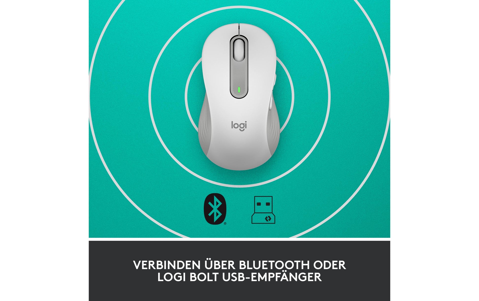 Logitech M650 L Maus – kabellos, für Linkshänder, für Handflächen L, weiss
