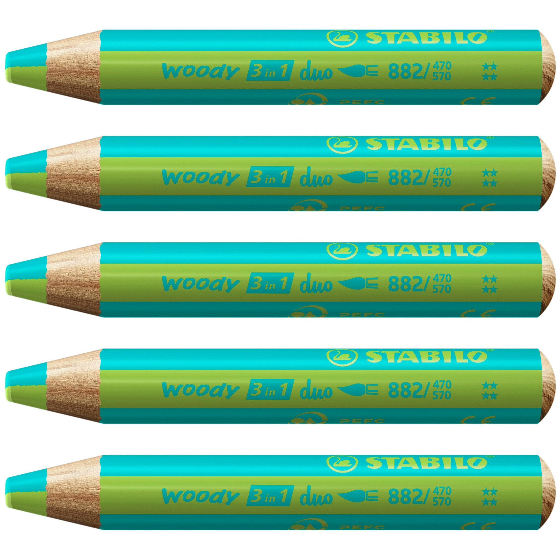 STABILO woody 3 in 1 Duo – 5 Duofarben, mit Spitzer