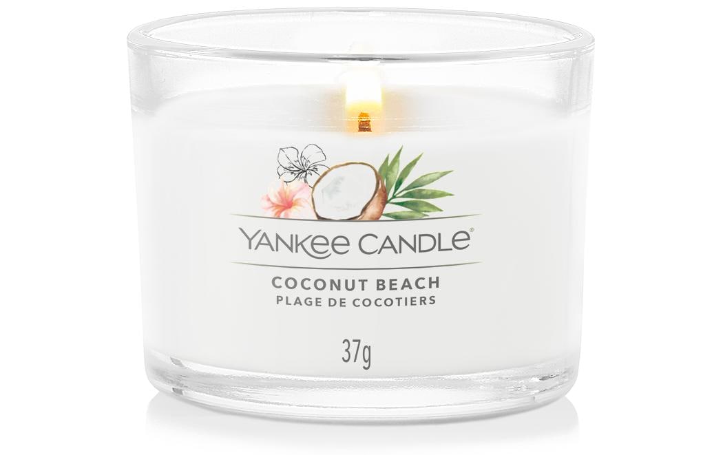 Yankee Candle Coconut Beach – Duftkerze, Votivkerze im Glas, 10 h