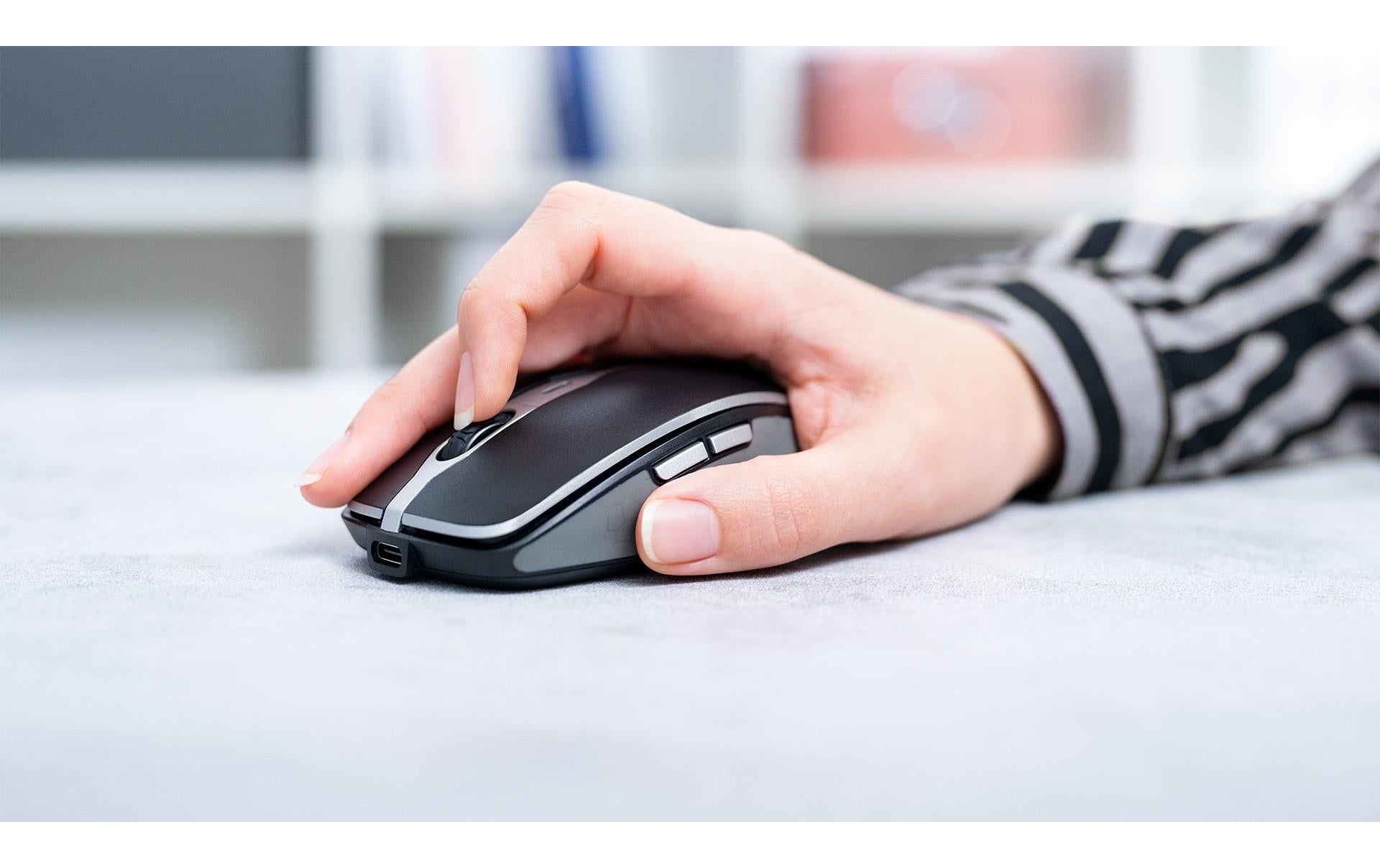 CHERRY MW 9100 Maus – kabellos, Bluetooth + 2,4 GHz, USB-A, 2'400 dpi, 6 Tasten, beidhändig, schwarz