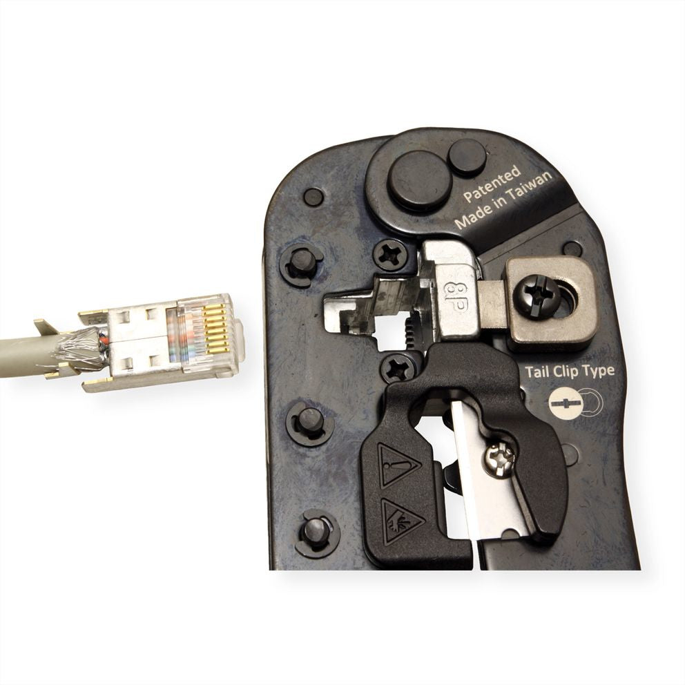 VALUE Crimpzange – Länge 190 mm – für RJ45-Stecker (mit/ohne Schirmanschluss)