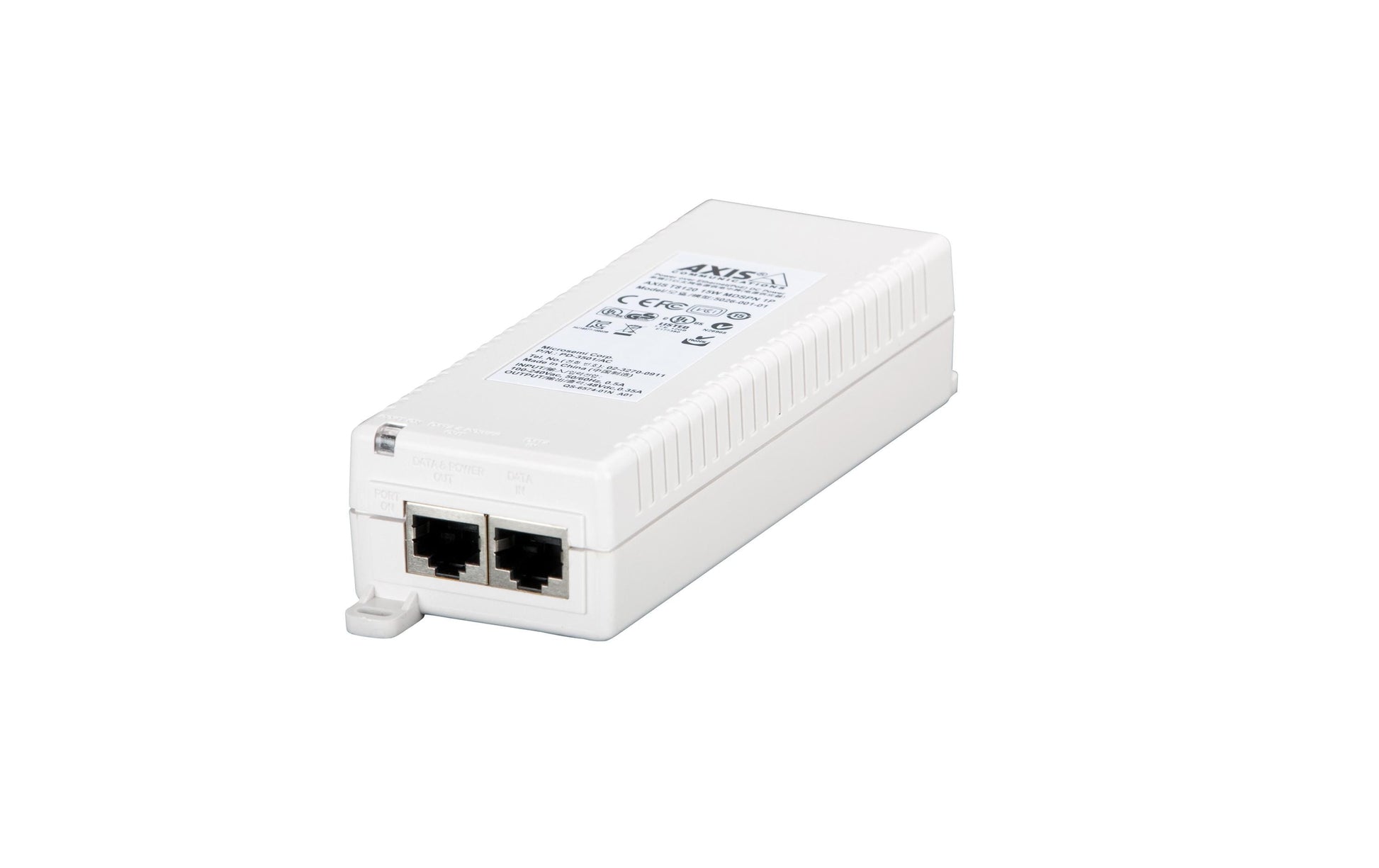 Axis T8120 PoE-Injektor 15 W – 802.3af, Gigabit Ethernet – RJ‑45×2 – 100–240 V