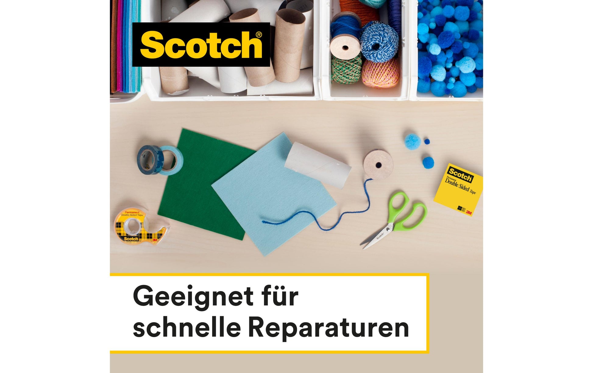 Scotch Doppelseitiges Klebeband 665 – permanent, Zelluloseacetat, 12 mm × 33 m, transparent, Kern Ø 75 mm