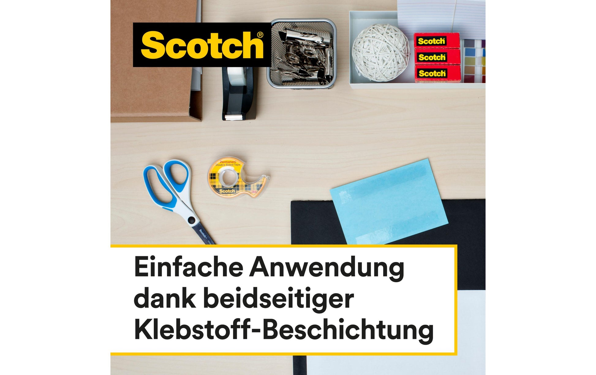 Scotch Doppelseitiges Klebeband 665 – permanent, Zelluloseacetat, 12 mm × 33 m, transparent, Kern Ø 75 mm