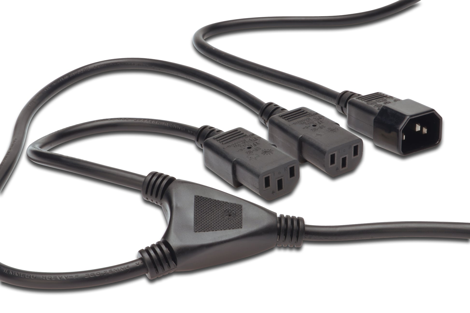 Digitus Netzkabel, IEC C14 auf 2× IEC C13, 250 V, 1,7 m, Schwarz