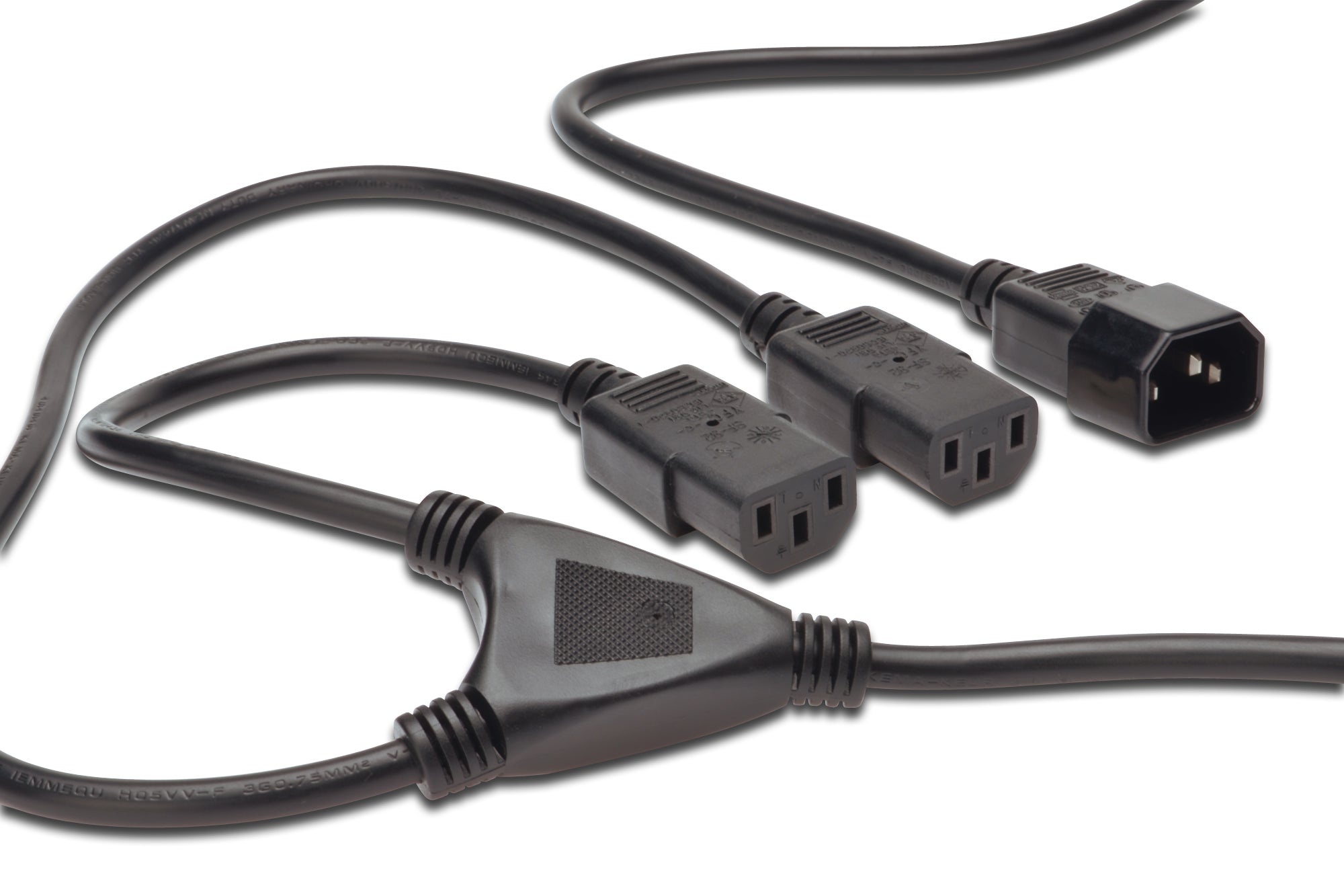 Digitus Netzkabel, IEC C14 auf 2× IEC C13, 250 V, 1,7 m, Schwarz