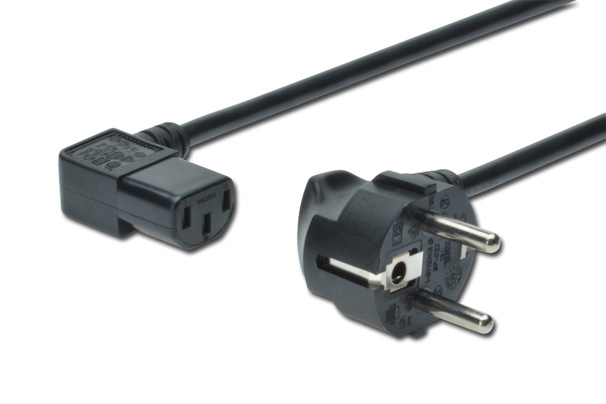 Digitus Netzkabel, Schuko auf IEC C13, abgewinkelt