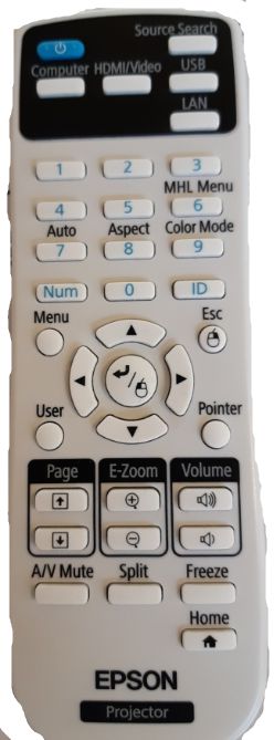 Epson Projektor-Fernbedienung, schwarz, weiss, für Home Cinema 1080, Home Cinema 880, Home Cinema 1060