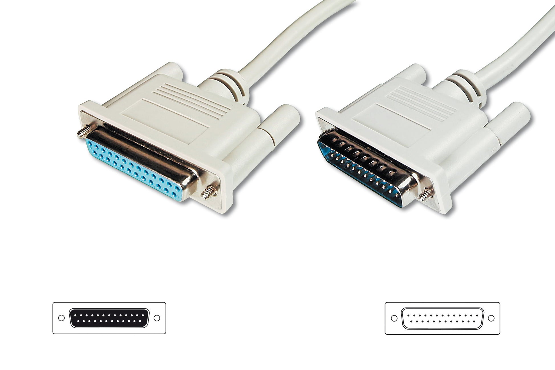 Digitus 25-pol Sub-D Verlängerungskabel – D-Sub Stecker zu D-Sub Kupplung, 5 m, Beige