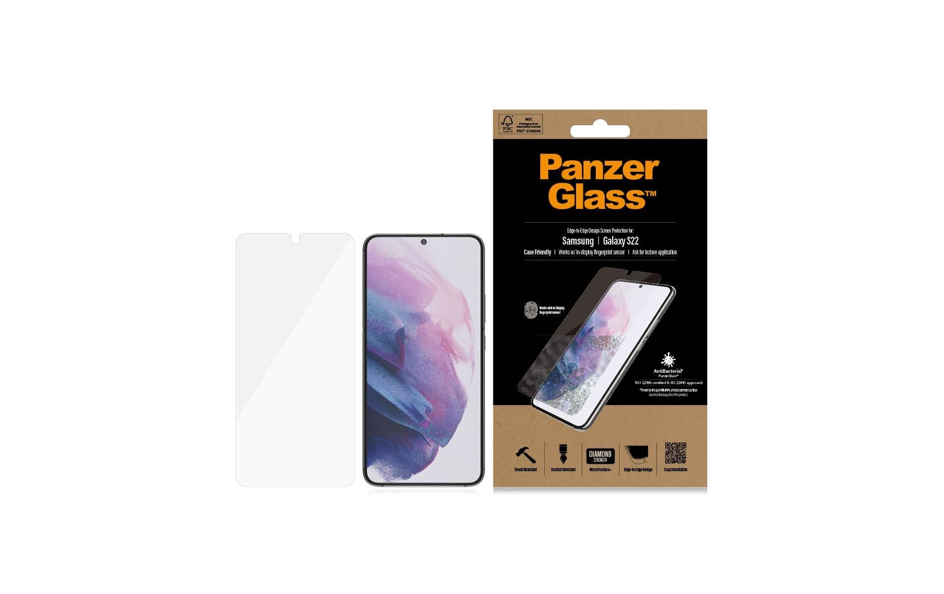 PanzerGlass Displayschutz (Panzerglas), Case Friendly – für Galaxy S22 5G