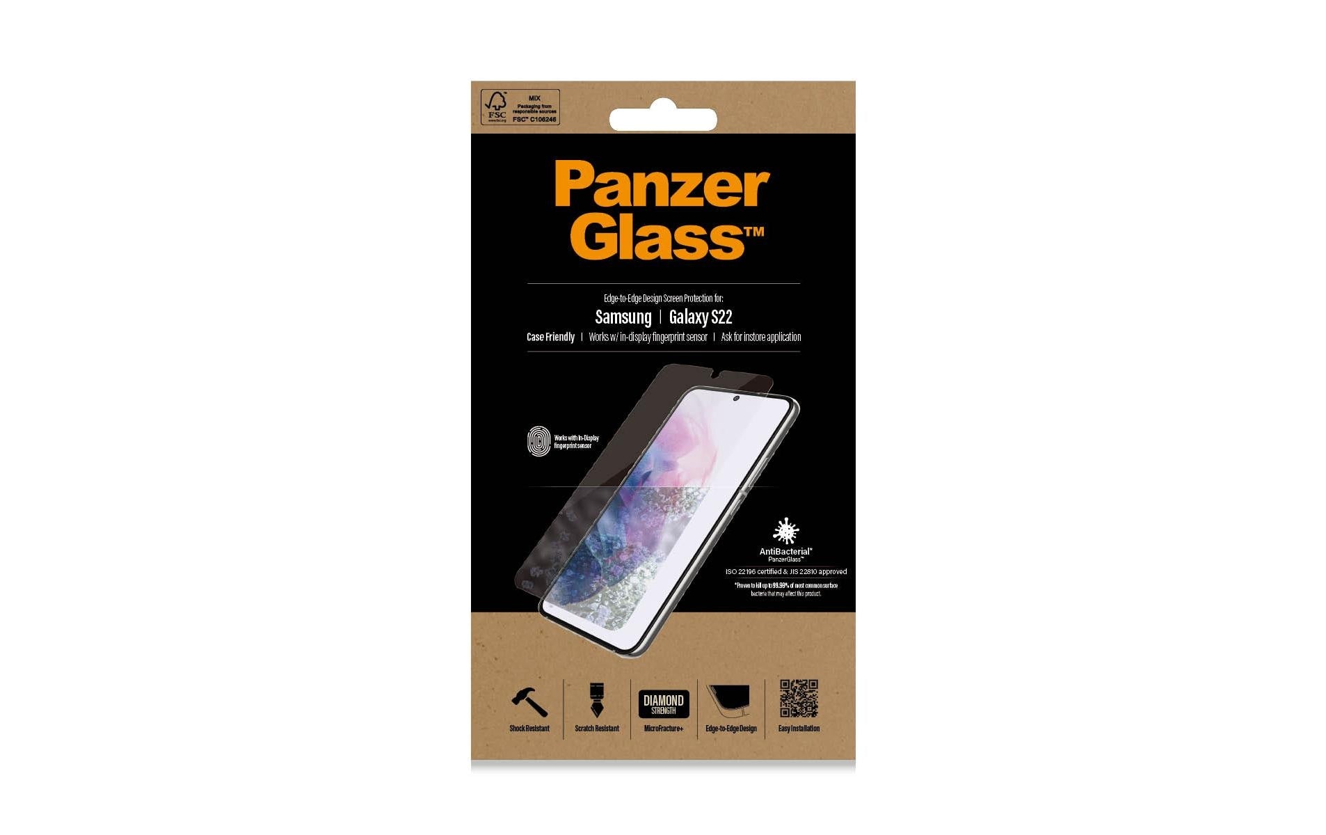 PanzerGlass Displayschutz (Panzerglas), Case Friendly – für Galaxy S22 5G