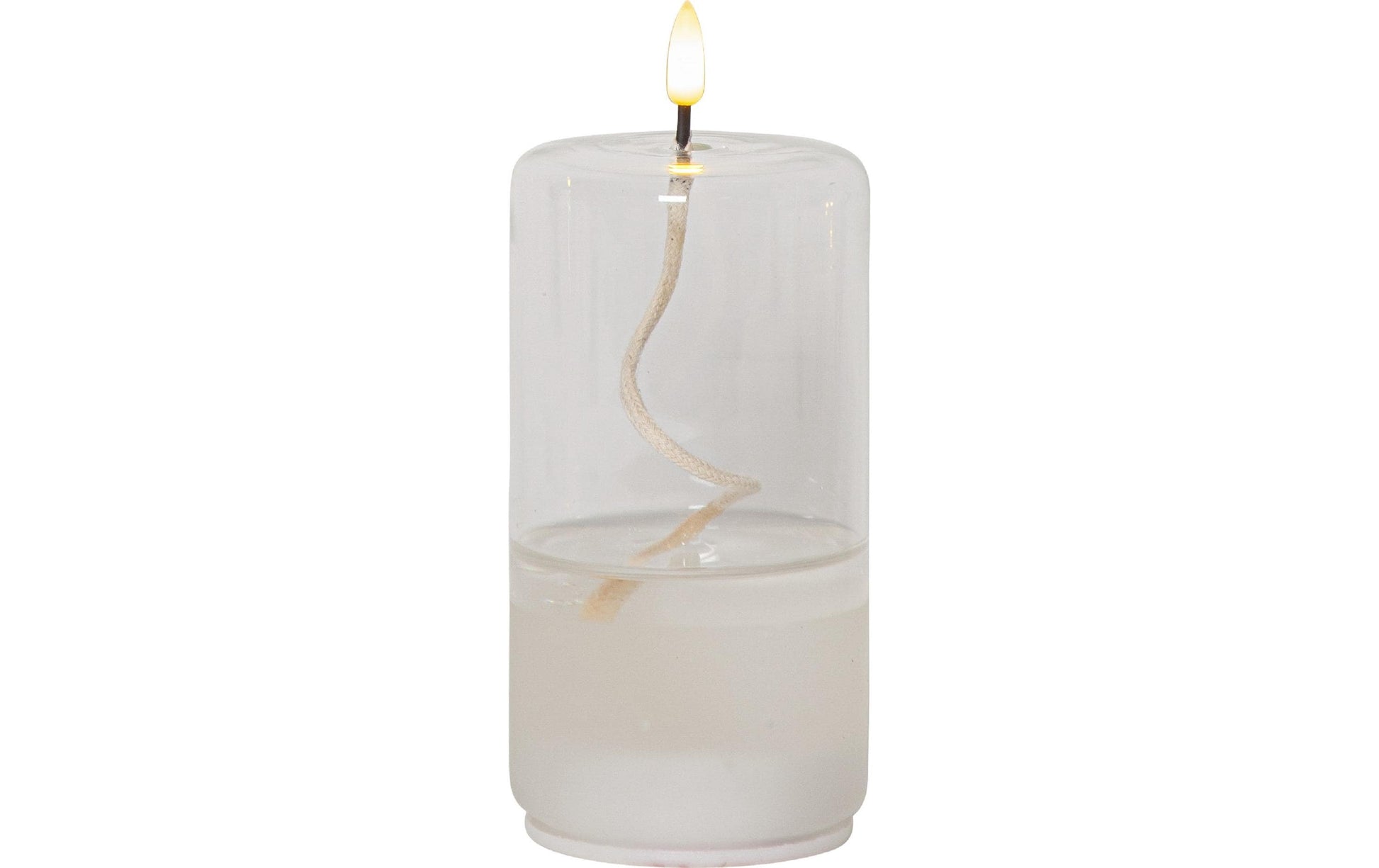 Star Trading Laterne Flamme Float – Ø 8 × 17,5 cm, 0,03 W, Warmweiss, Transparent/Weiss, Flackernd, Timer