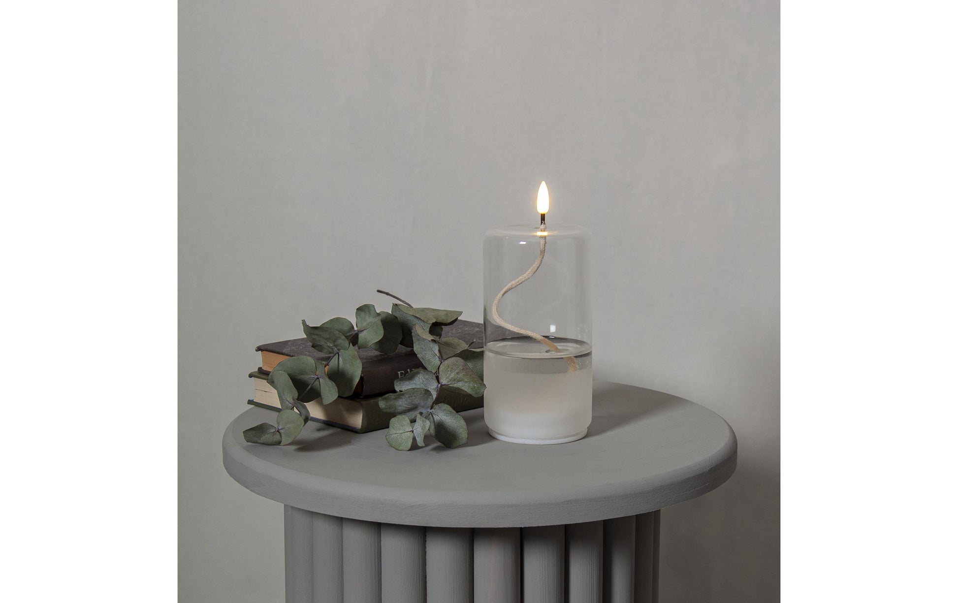 Star Trading Laterne Flamme Float – Ø 8 × 17,5 cm, 0,03 W, Warmweiss, Transparent/Weiss, Flackernd, Timer