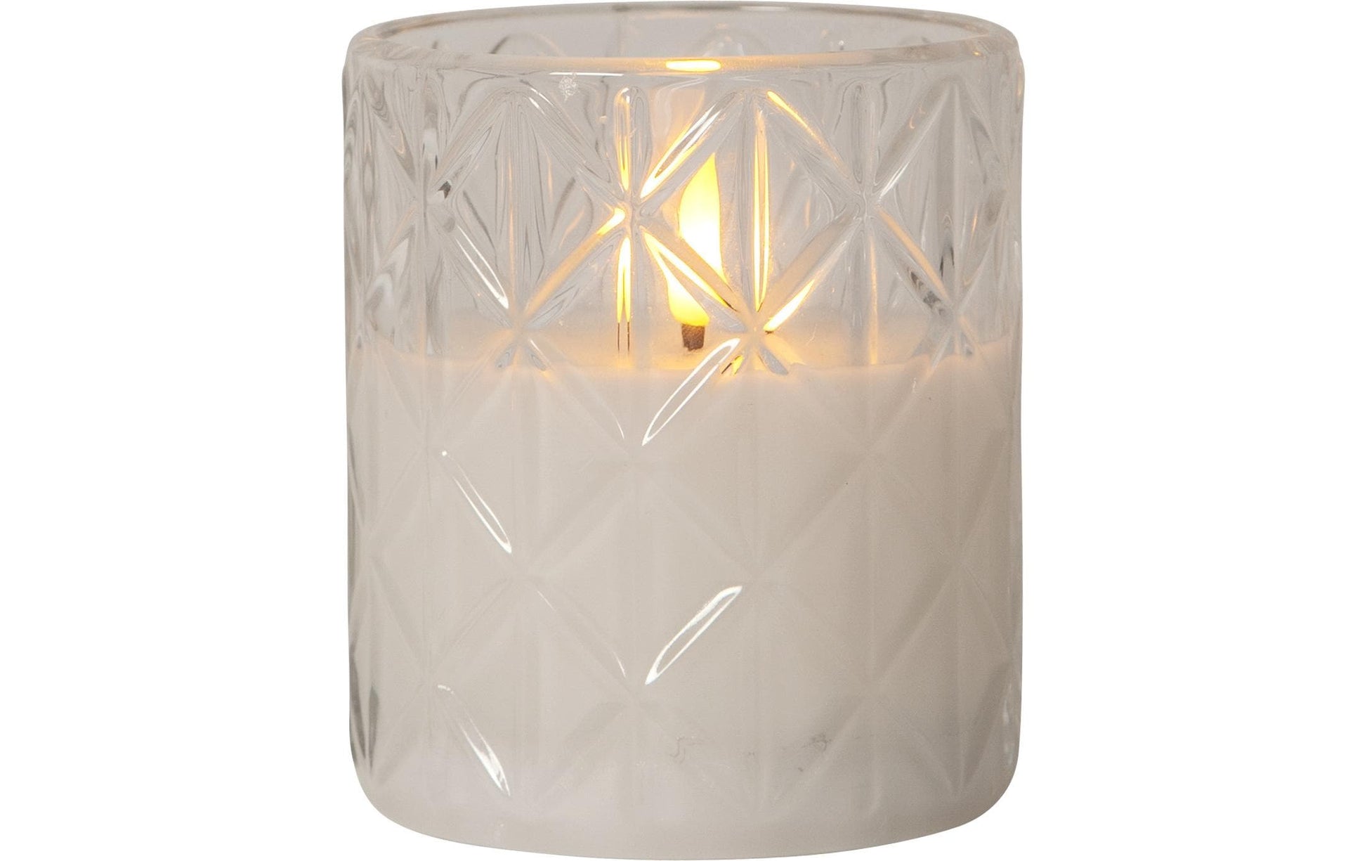 Star Trading LED-Kerze – Ø 8,5 × 10 cm – Glas, Transparent