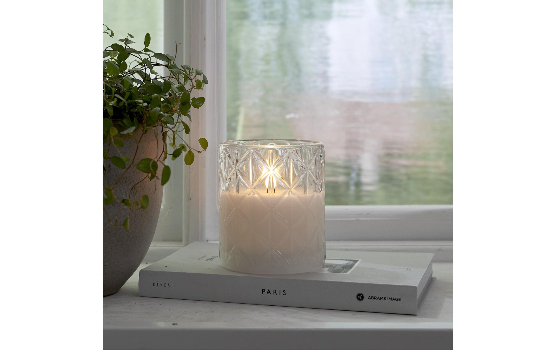Star Trading LED-Kerze – Ø 8,5 × 10 cm – Glas, Transparent