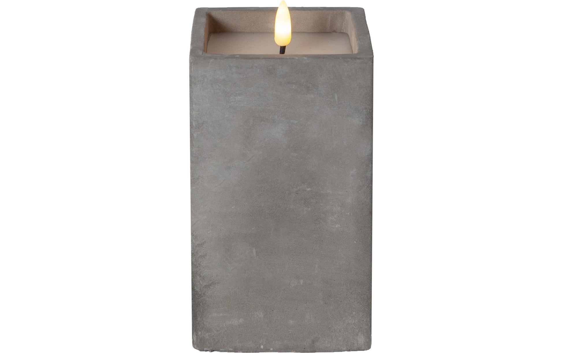 Star Trading LED-Säulenkerze – Ø 9 × 16,5 cm – Wachs, Grau – Batteriebetrieben, Timer 6/18 h, flackernd